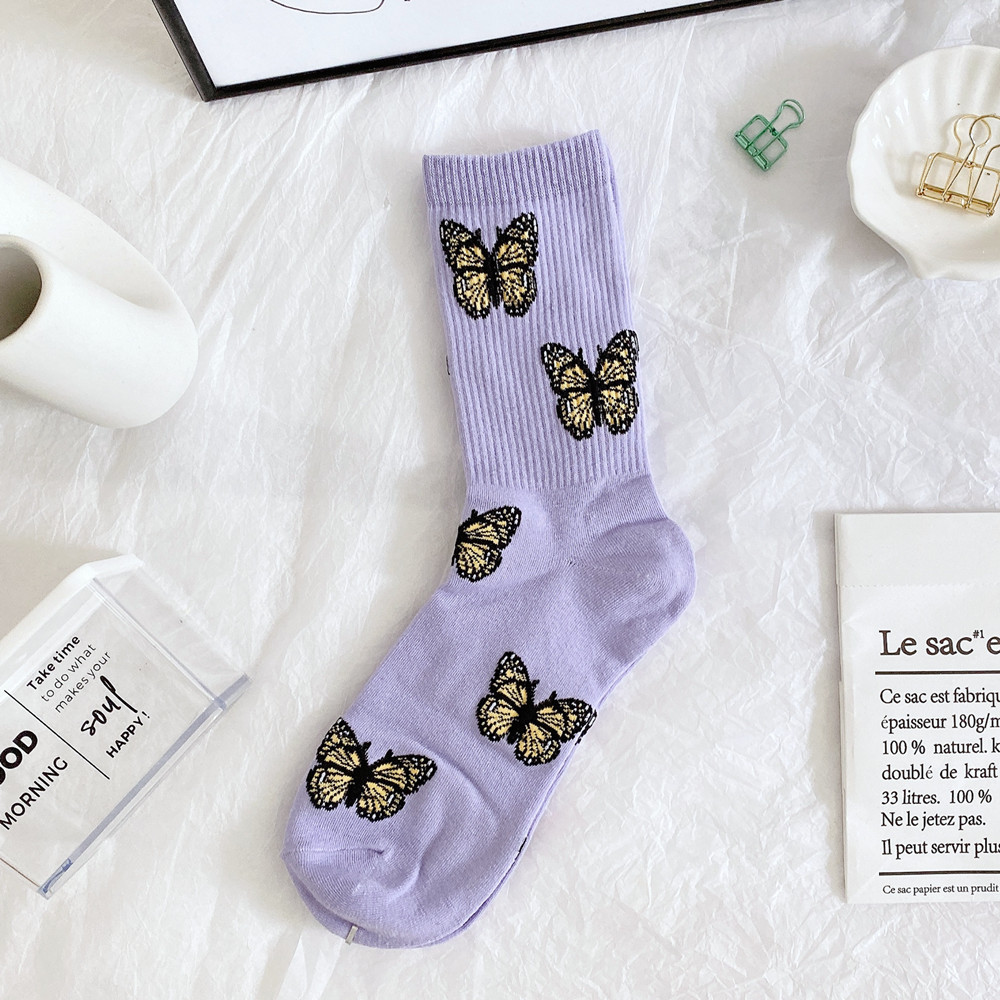 In The Fall Of Cotton Socks In Tube Socks Personalized Butterfly Fashion Wild Streets Of Socks